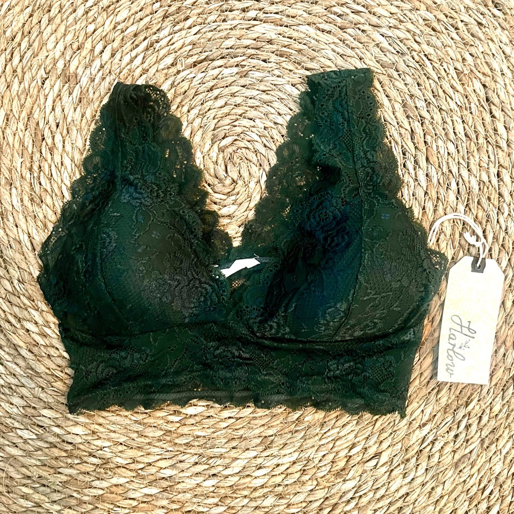 Harlow Drk pine green bralette